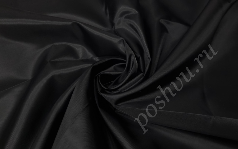 Подкладочная ткань таффета 190Т, цвет черный, 53 гр/м2