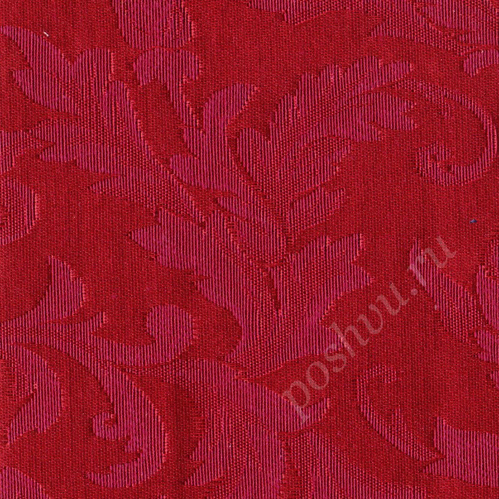Портьерная ткань жаккард VANESSA RITORTO растительный орнамент темно-красного цвета