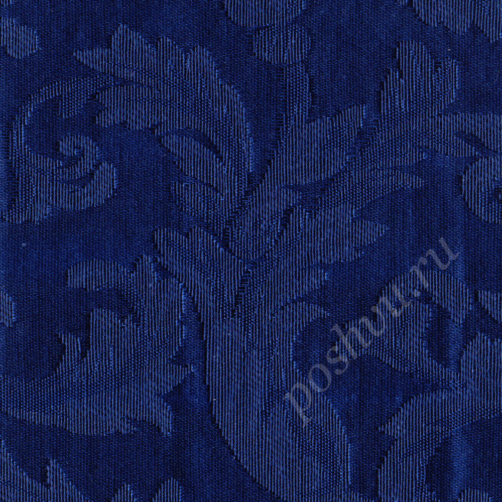 Портьерная ткань жаккард VANESSA RITORTO растительный орнамент темно-синего цвета