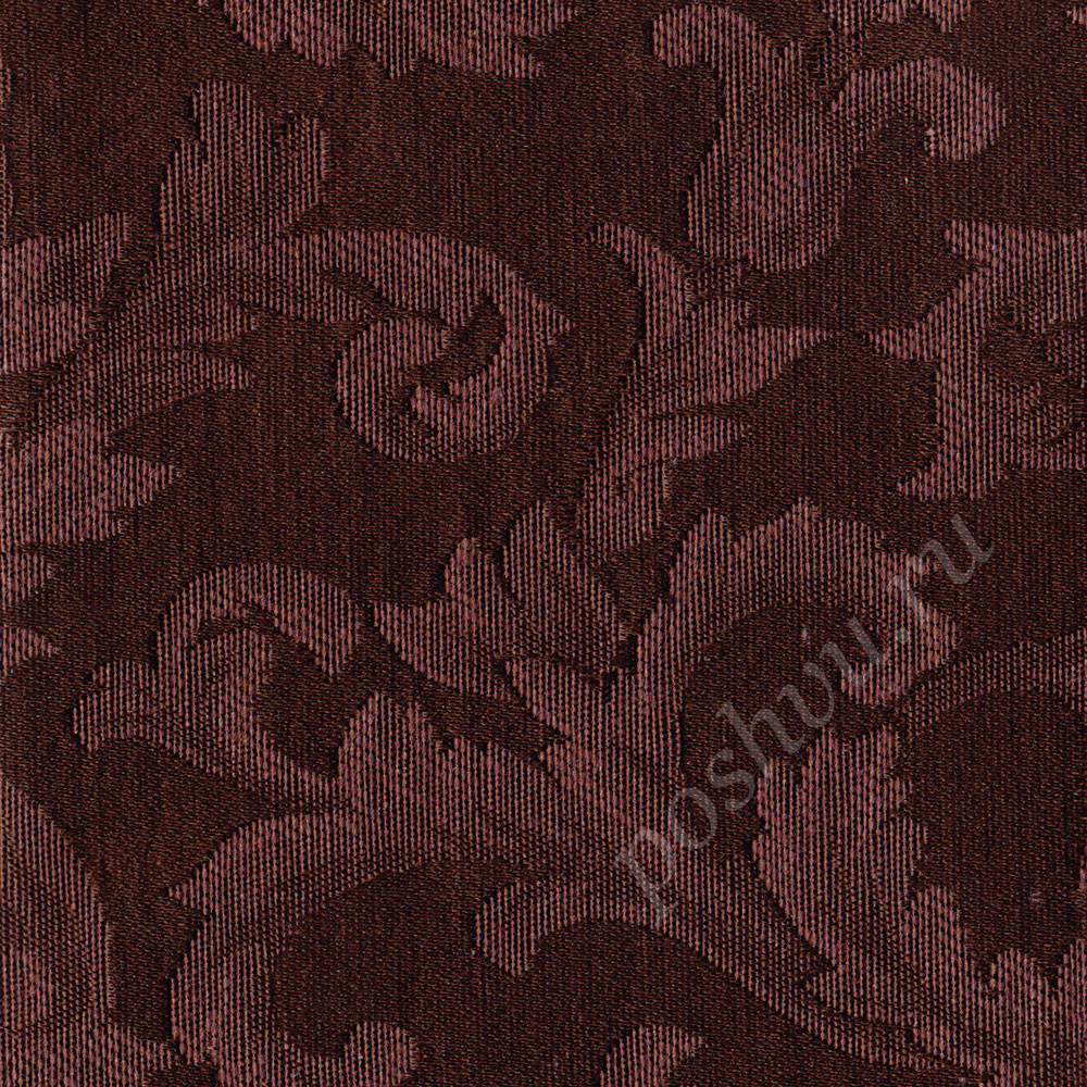 Портьерная ткань жаккард VANESSA RITORTO растительный орнамент в бордово-коричневых тонах