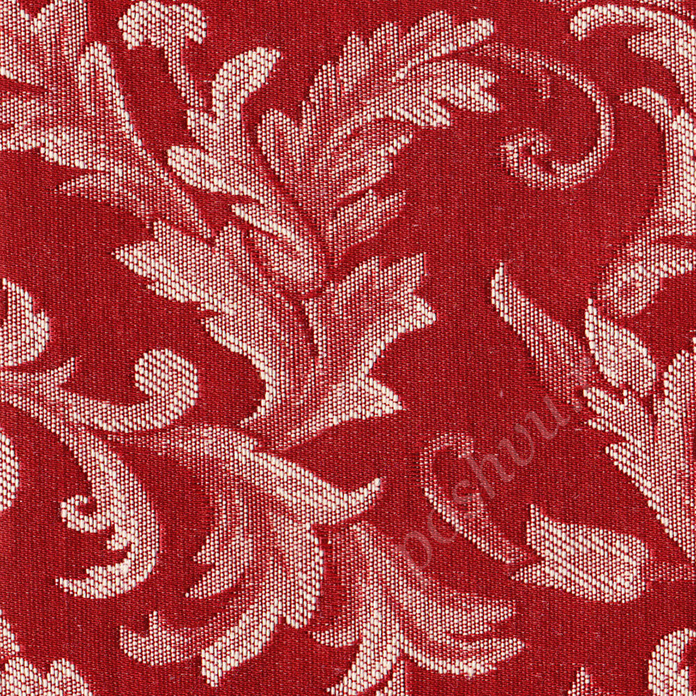 Портьерная ткань жаккард VANESSA RITORTO растительный орнамент в темно-красных тонах