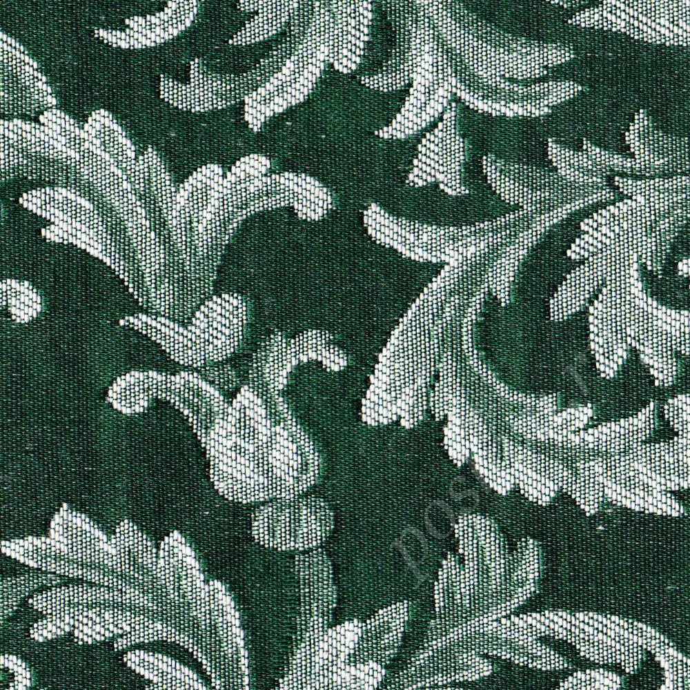 Портьерная ткань жаккард VANESSA RITORTO растительный орнамент в темно-зеленых тонах