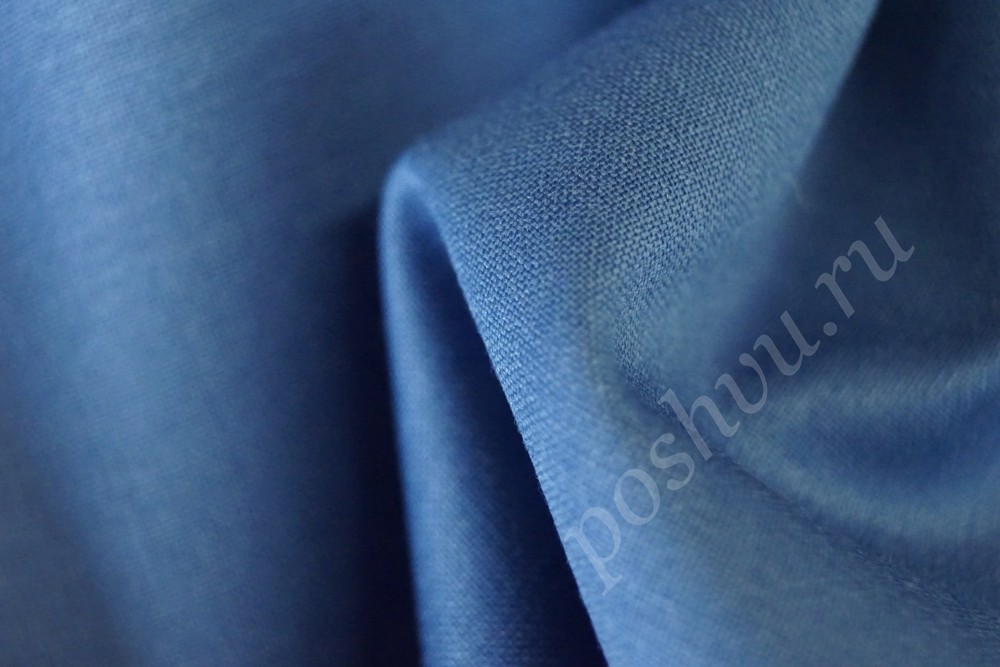 Ткань костюм-шерсть синего оттенка