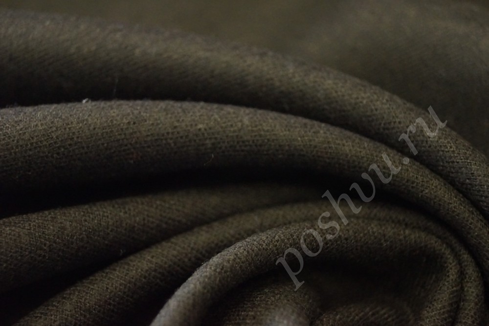 Ткань костюм-шерсть темно-оливкового оттенка