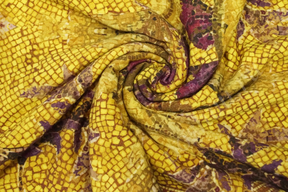 Ткань жаккард желтого оттенка с рисунком