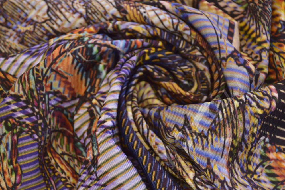 Ткань шифон с ярким абстрактным рисунком