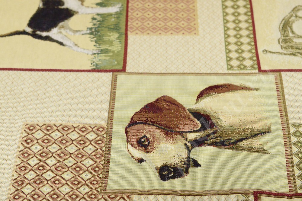 Ткань для штор гобелен с изображением животных