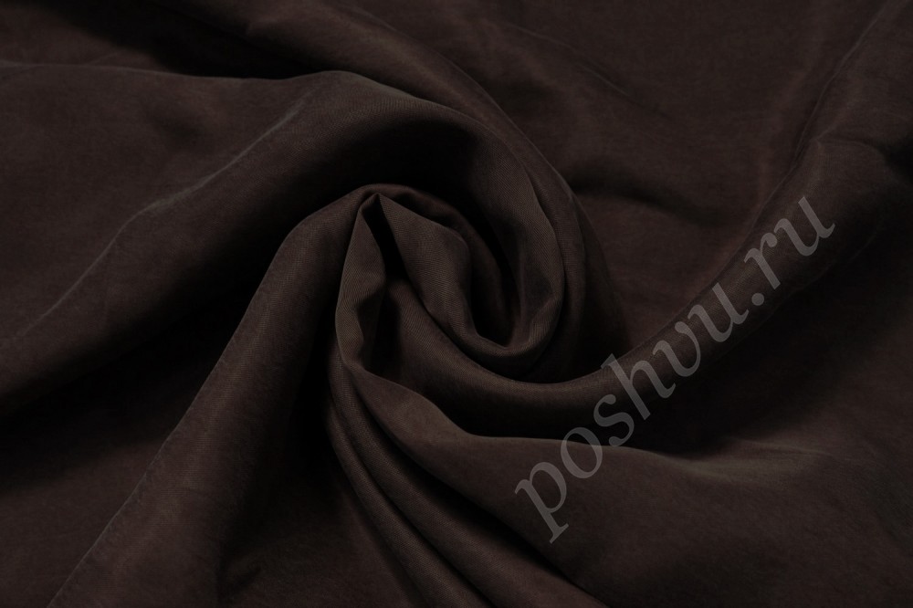 Ткань шелк-купро темно-коричневого оттенка