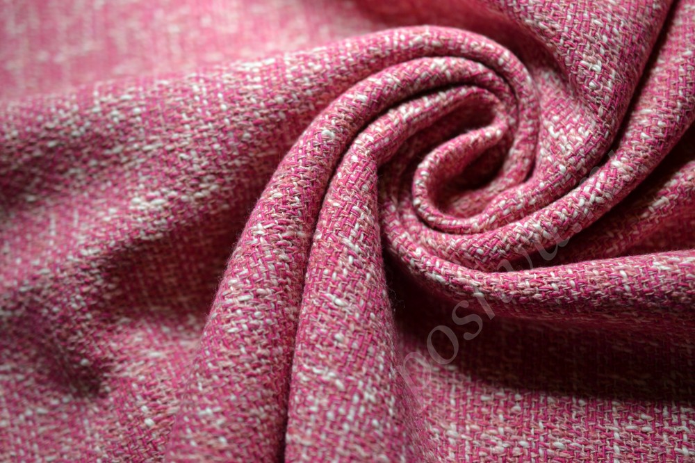 Костюмная ткань красивого розового оттенка с белыми вкраплениями