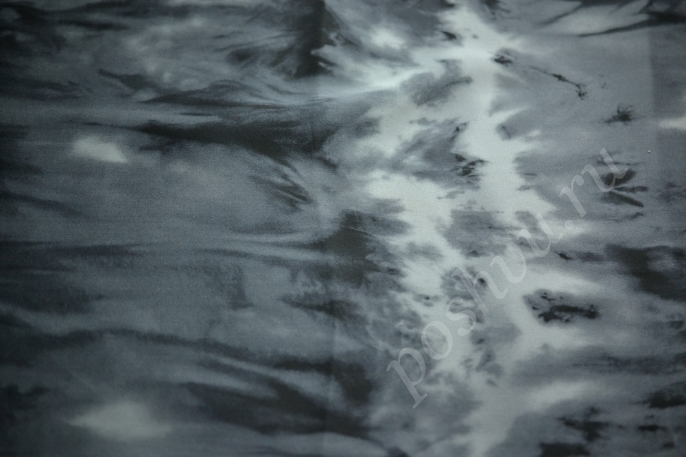 Ткань шелк в черно-серый абстрактный узор