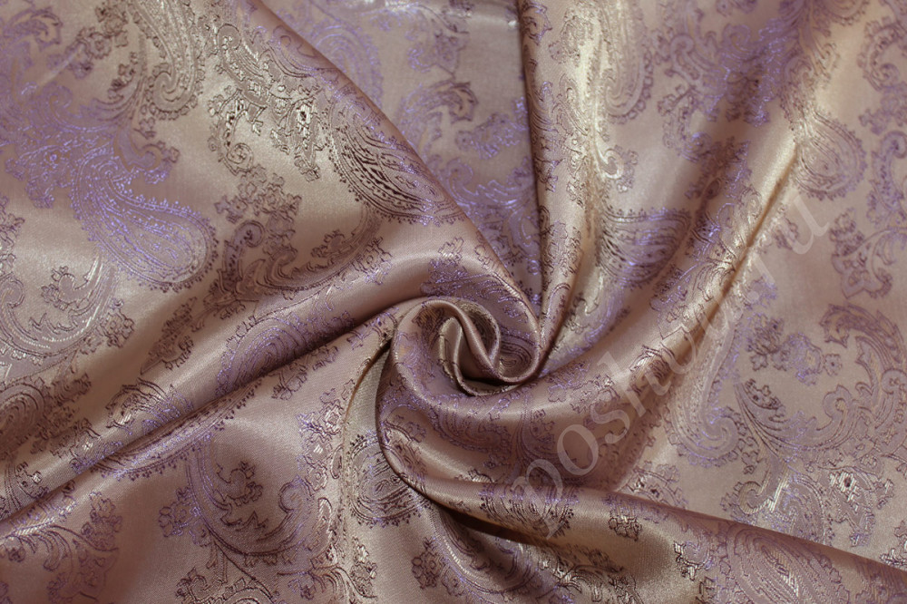 Подкладочная ткань жаккард Огурцы, коричнево-фиолетовый