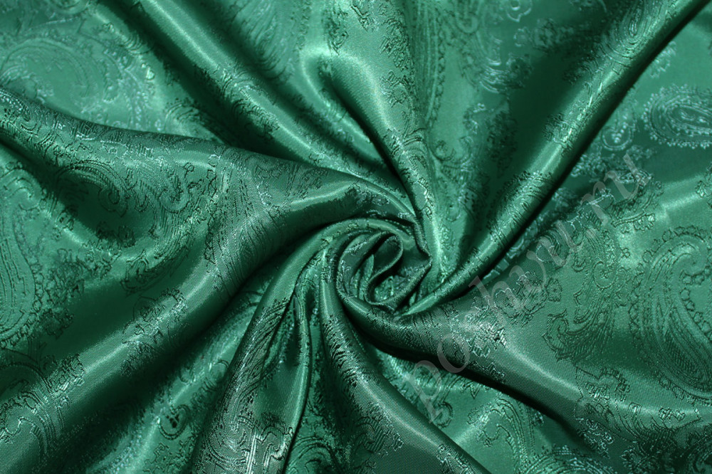 Подкладочная ткань жаккард Огурцы, зеленого цвета