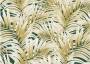 Портьерная ткань рогожка RAINFOREST пальмовые листья бежево-зеленого цвета (раппорт 64х67см)