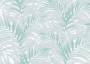 Портьерная ткань рогожка RAINFOREST пальмовые листья мятно-серого цвета (раппорт 64х67см)