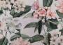 Портьерная ткань рогожка ROMANTIQUE бело-розовые цветы на бежевом фоне (раппорт 58х58см)