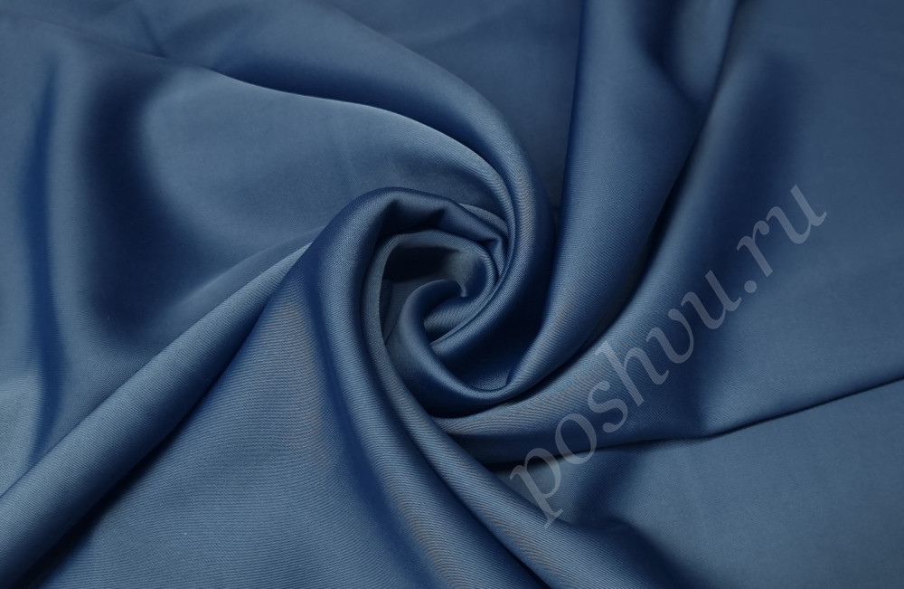 Атлас однотонный костюмный, цвет небесно-синий, 190 гр/м2