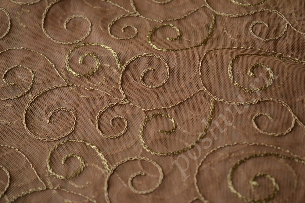 Ткань тюлевая для штор приятного коричневого оттенка