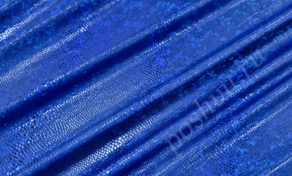 Трикотаж Голограмма синего цвета