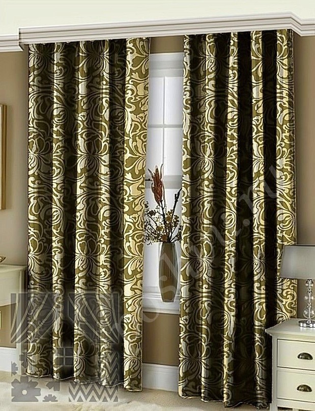 Оригинальный комплект плотных штор с классическим рисунком