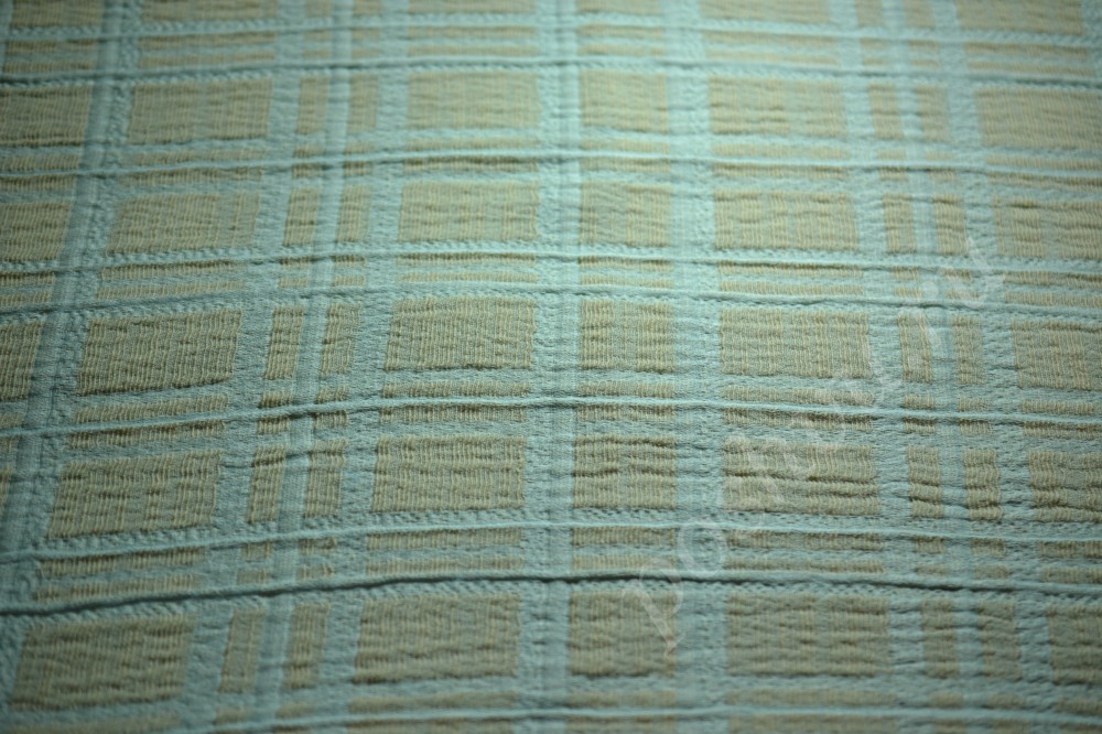 Жаккардовая ткань Armani голубого цвета в оливковую клетку