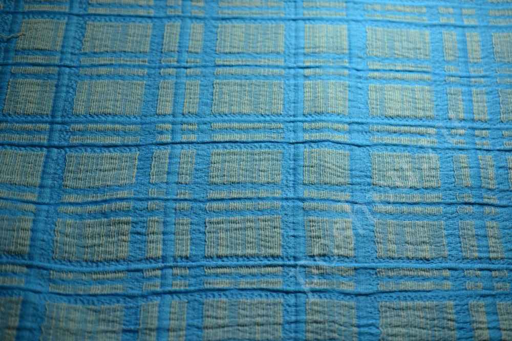 Жаккардовая ткань Armani синего цвета в бежевую клетку