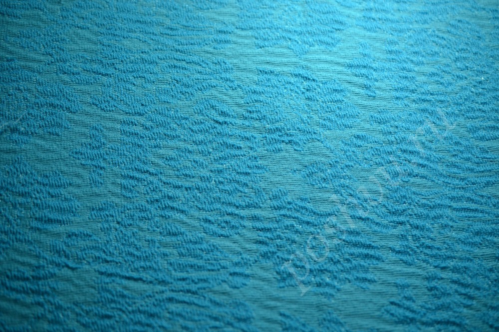 Шерстяная жаккардовая ткань голубого цвета в орнамент