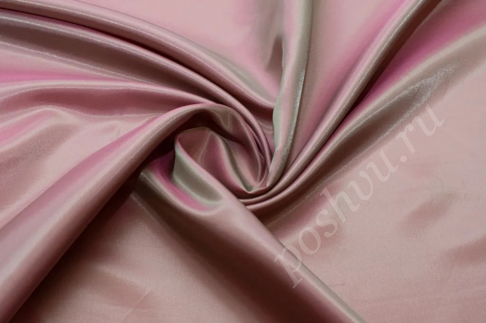 Подкладочная двухсторонняя ткань розово-зеленого цвета хамелеон