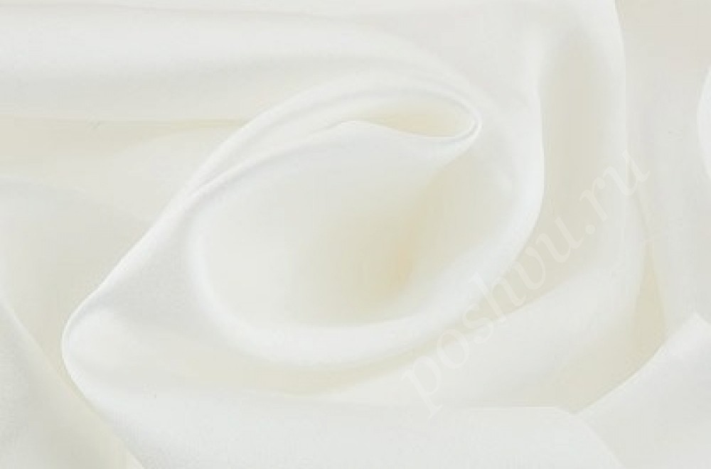 Натуральная шёлковая сатиновая ткань белого цвета