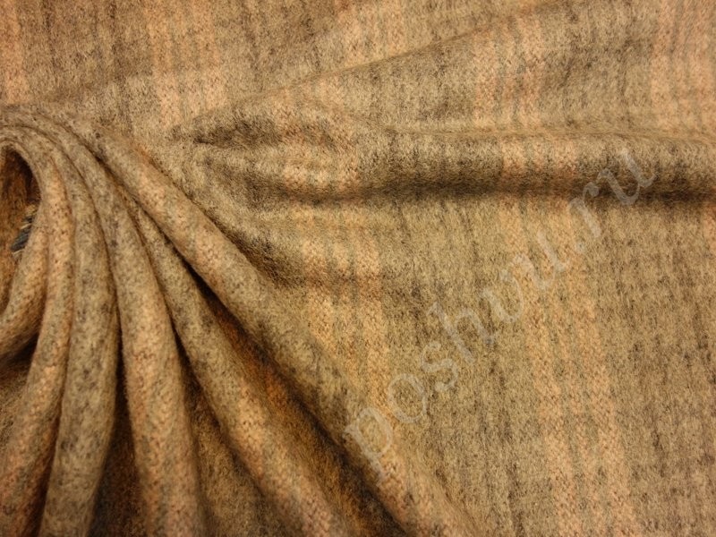 Пальтовая шерстяная ткань серо-розовая