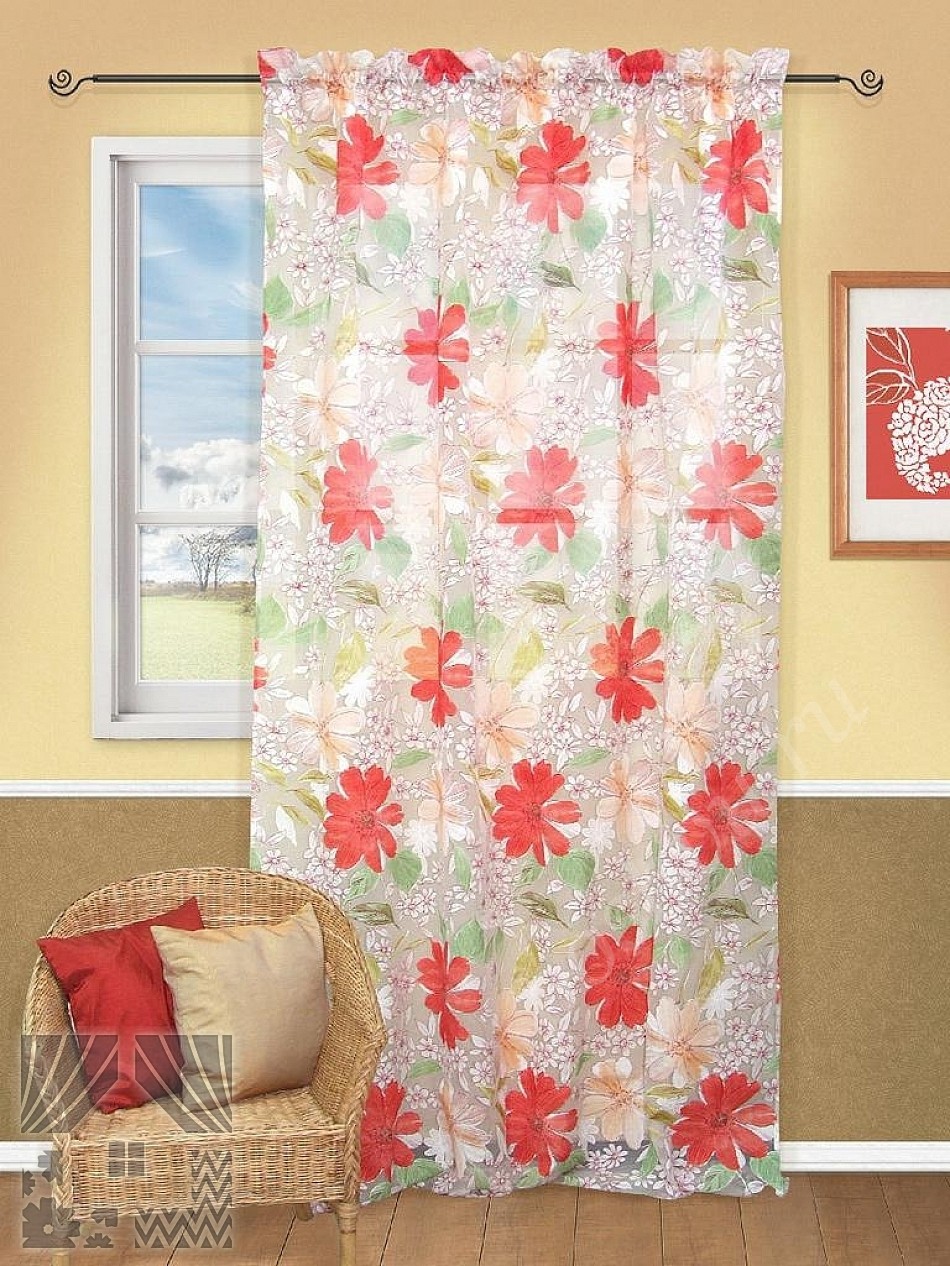 Нарядный тюль с красивым цветочным рисунком для гостиной или спальни