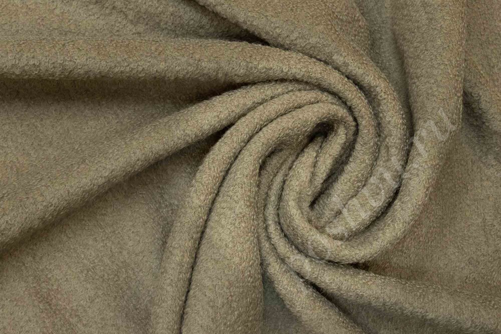 Пальтовая шерстяная ткань барашек, песочного цвета