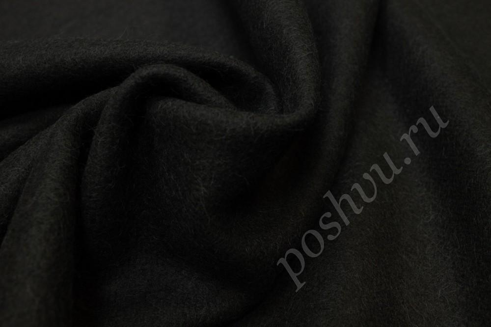 Пальтовая шерстяная ткань черного оттенка, Италия