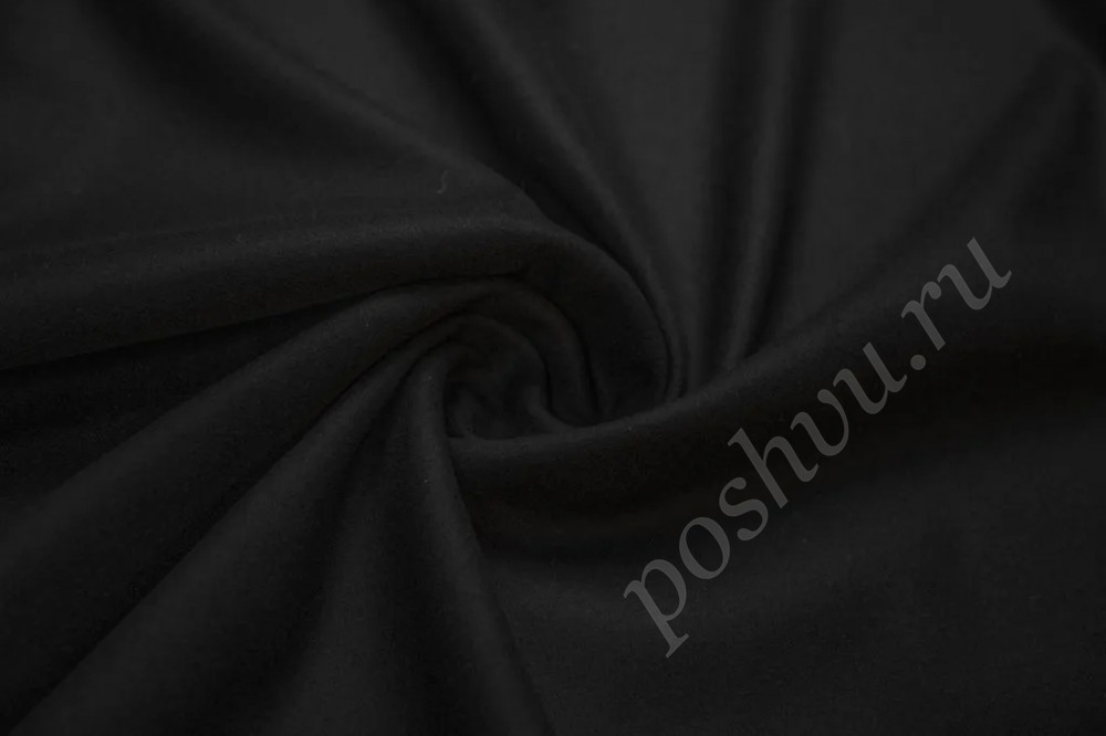 Пальтовая двухсторонняя ткань черного цвета (510г/м2)