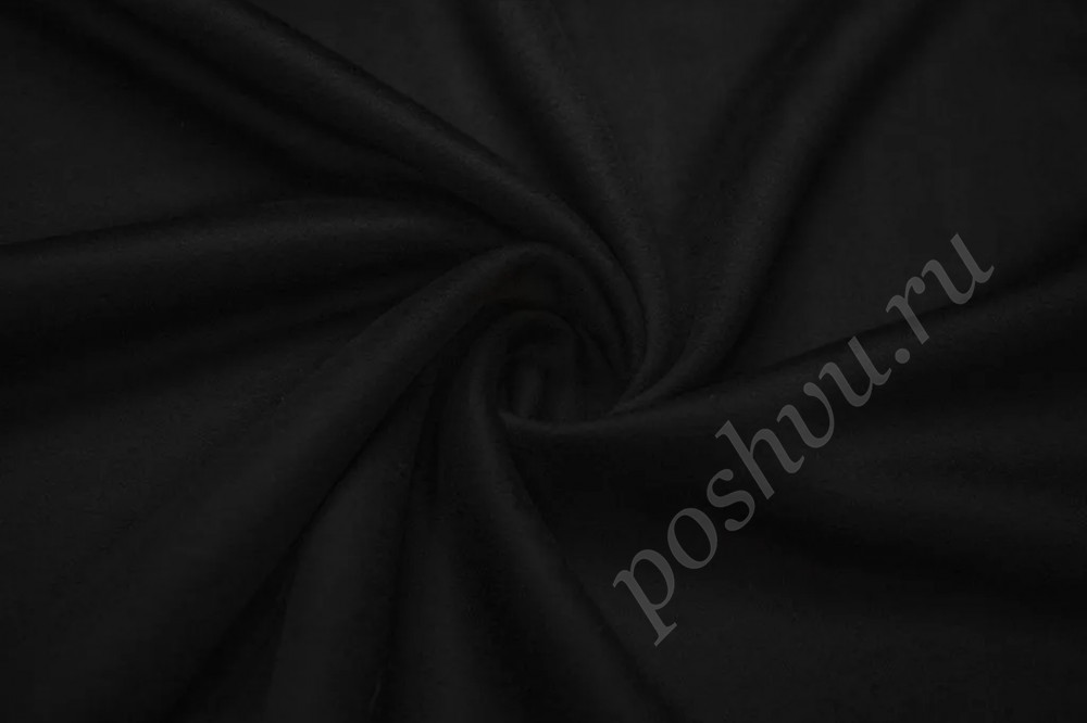 Пальтовая двухсторонняя ткань с флисовой поверхностью черного цвета (600г/м2)