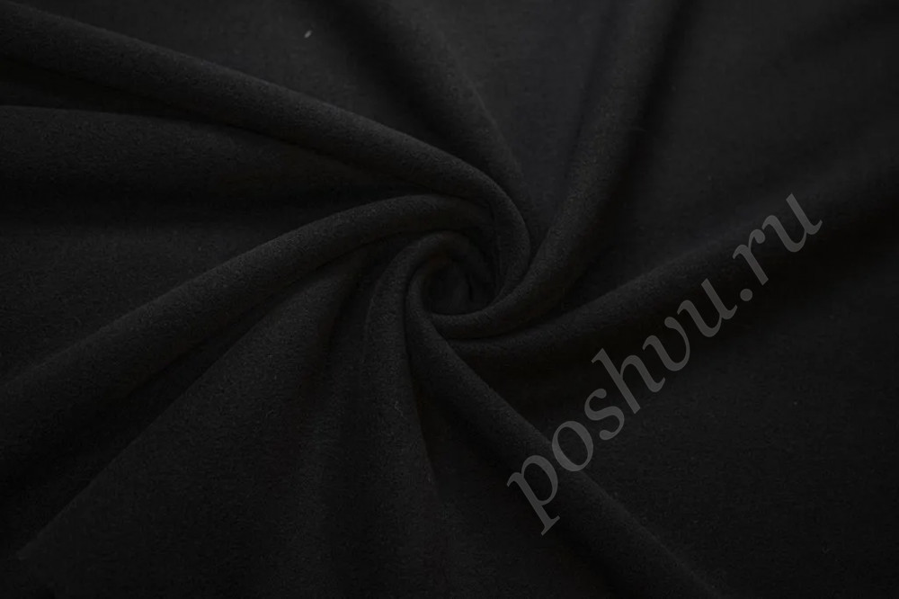 Пальтовая двухсторонняя ткань с коротким ворсом черного цвета (430г/м2)