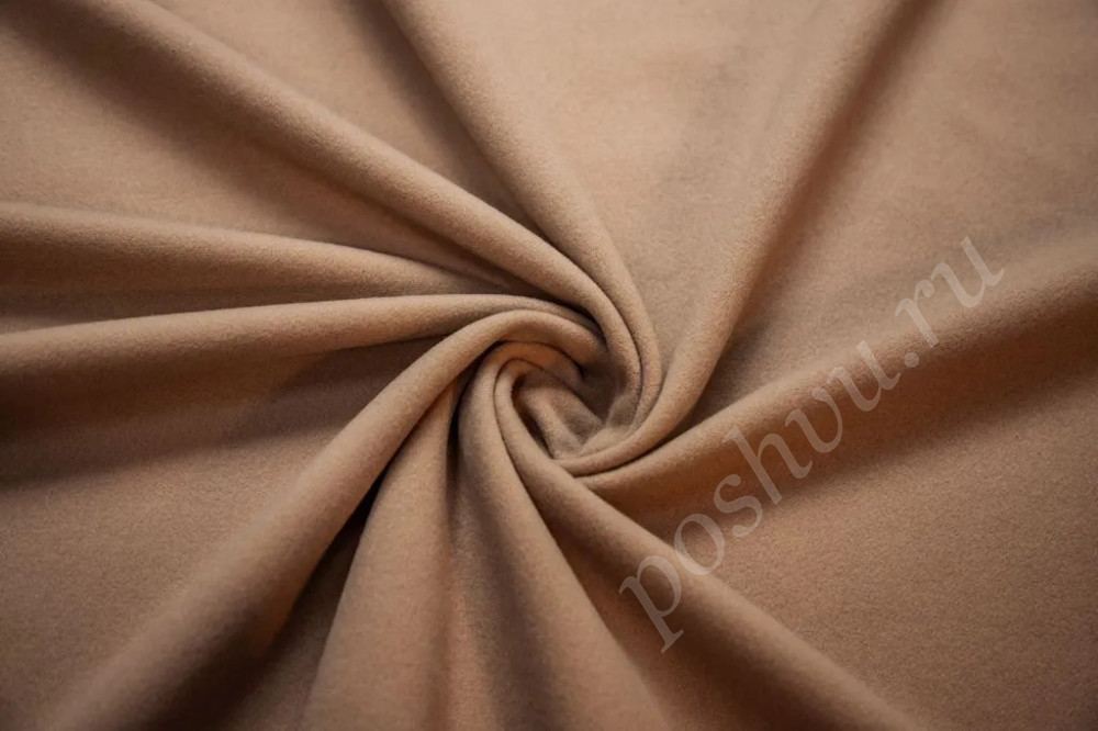 Пальтовая ткань с кашемиром песочного цвета (358г/м2)
