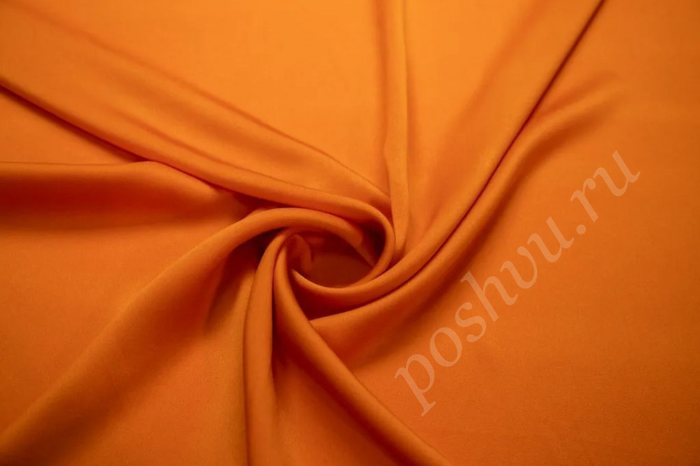 Плательная атласная ткань Кади апельсинового цвета (186г/м2)