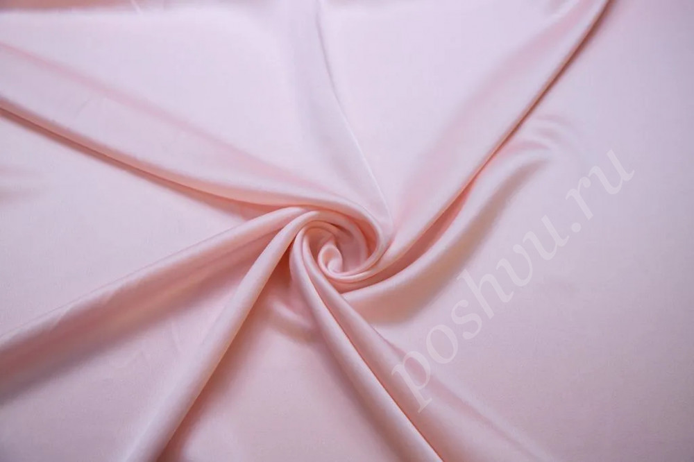 Плательная атласная ткань Кади бледно-розового цвета (186г/м2)