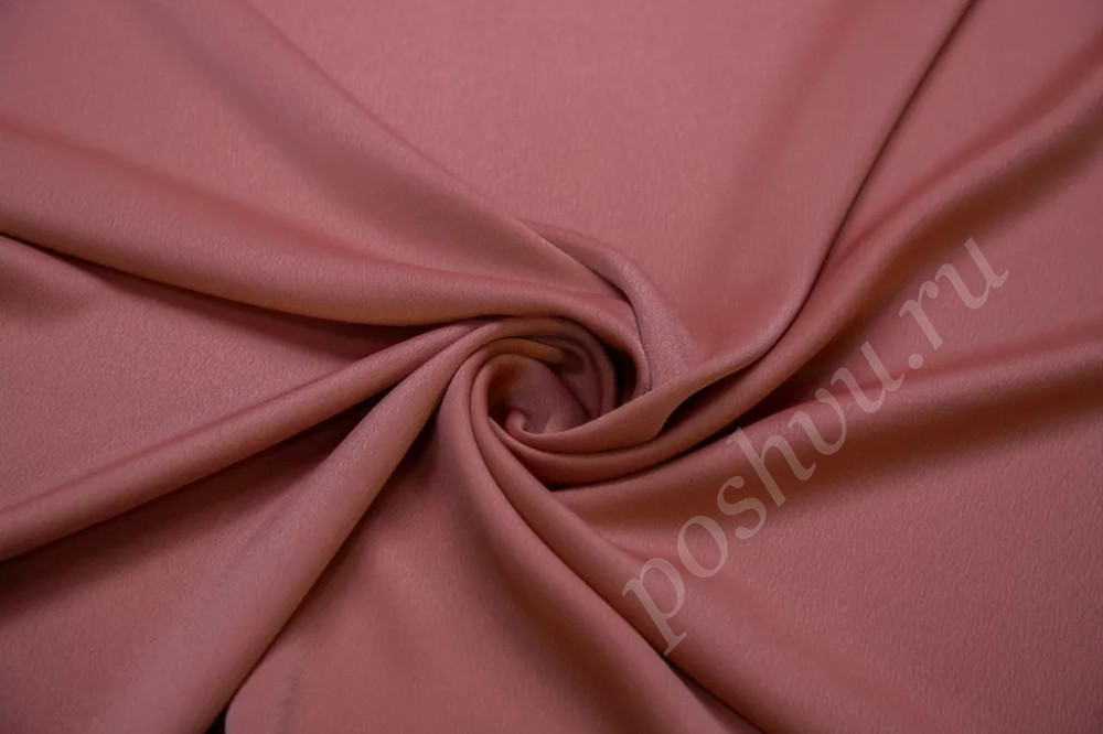 Плательная атласная ткань Кади цвета пыльной розы (186г/м2)