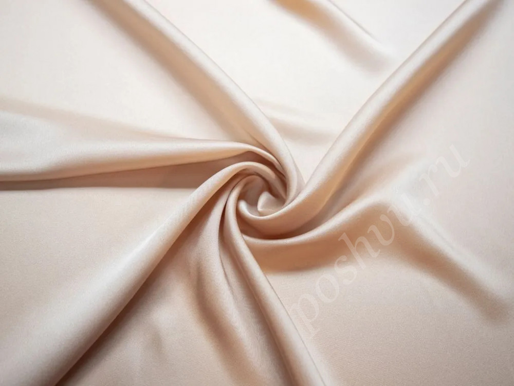Плательная атласная ткань Кади цвета топленого молока (186г/м2)