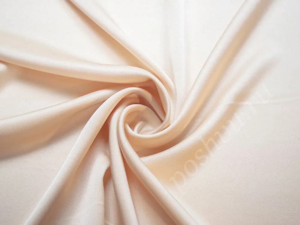 Плательная атласная ткань Кади кремового цвета (186г/м2)