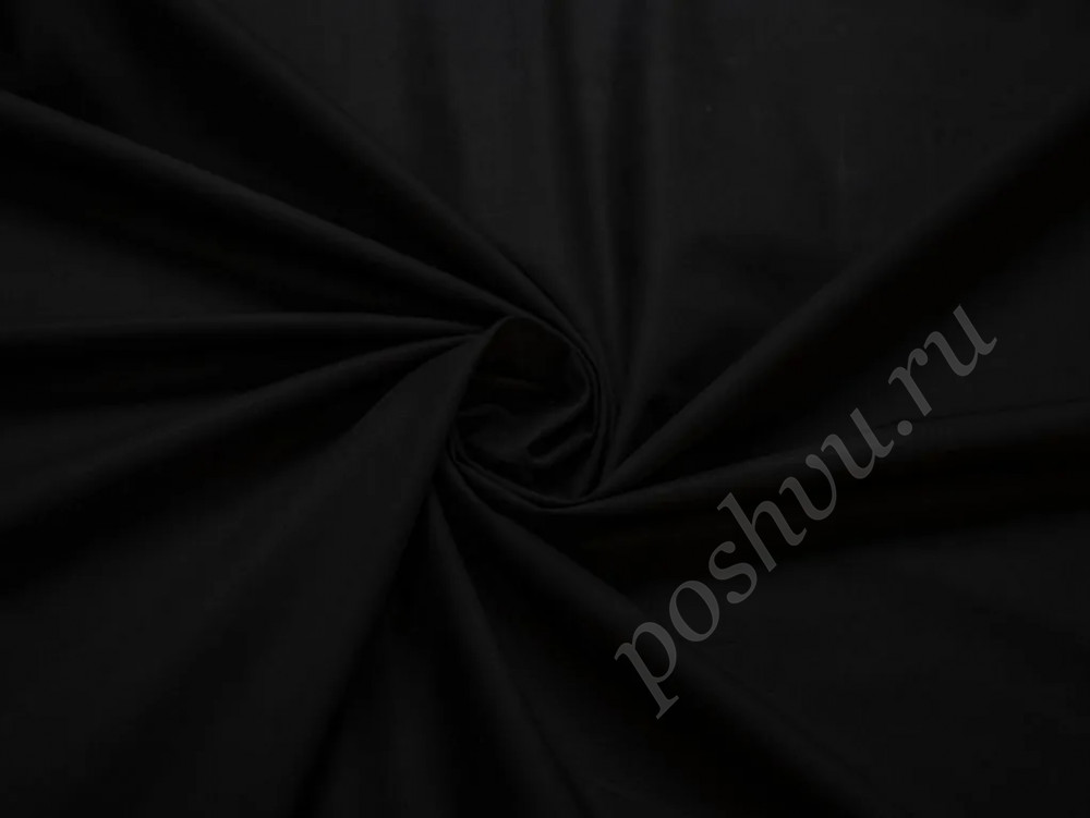 Костюмно-плательный хлопок средней плотности черного цвета (199г/м2)