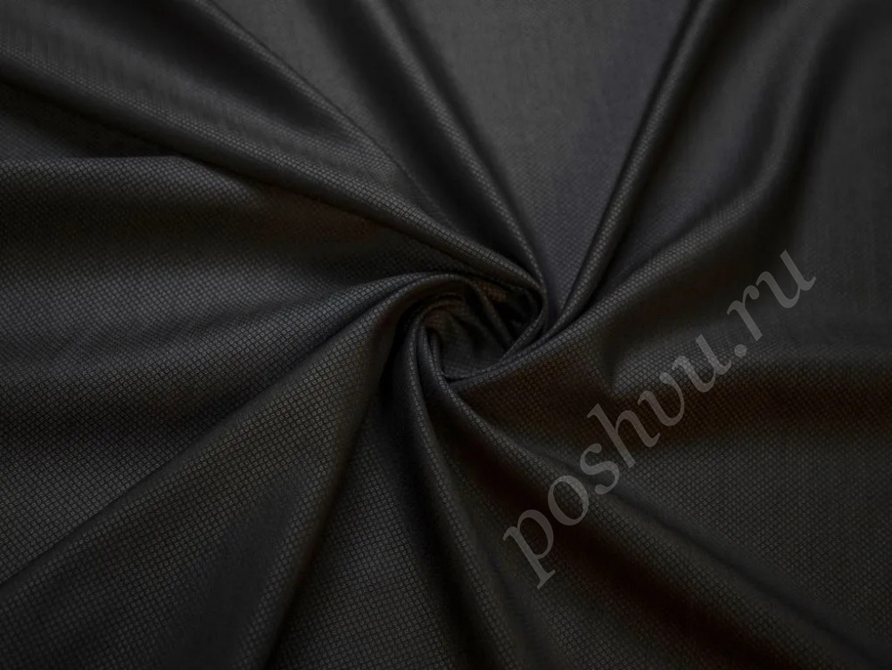 Плательно-блузочная ткань графитового цвета в мелкий ромбик (121г/м2)