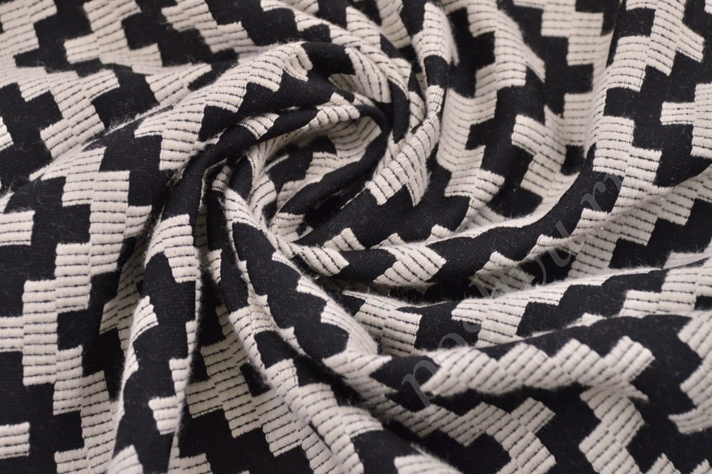 Жаккардовая ткань с орнаментом чёрно-белого цвета