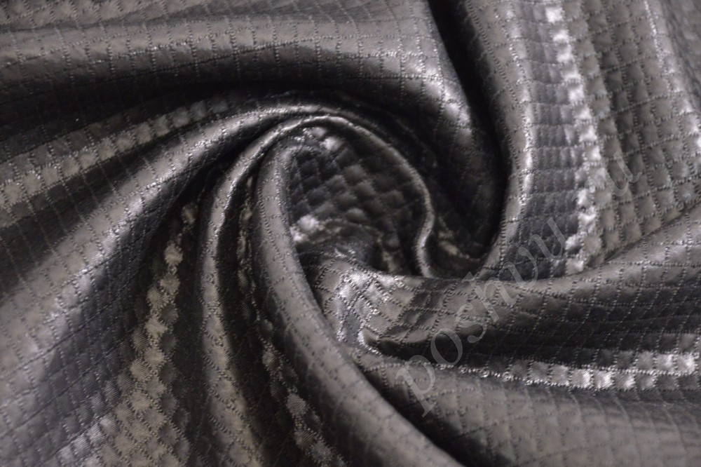 Жаккардовая ткань глянцевого чёрного цвета с рельефным узором