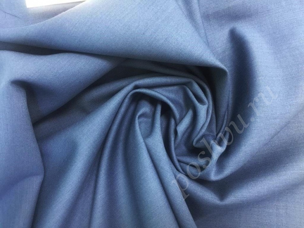Костюмно-плательная шерстяная двухсторонняя ткань Лейтмотив голубого цвета