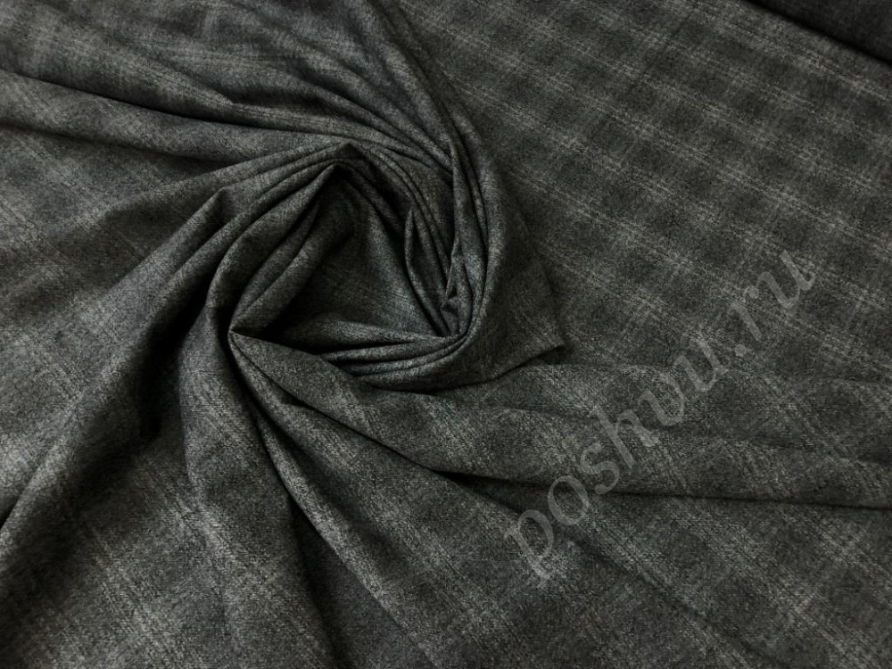 Фланелевая костюмная ткань серого цвета в клетку