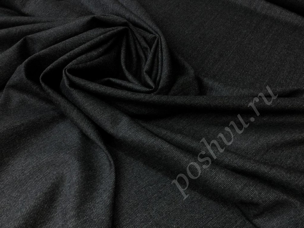 Фланелевая костюмная ткань черно-серого цвета