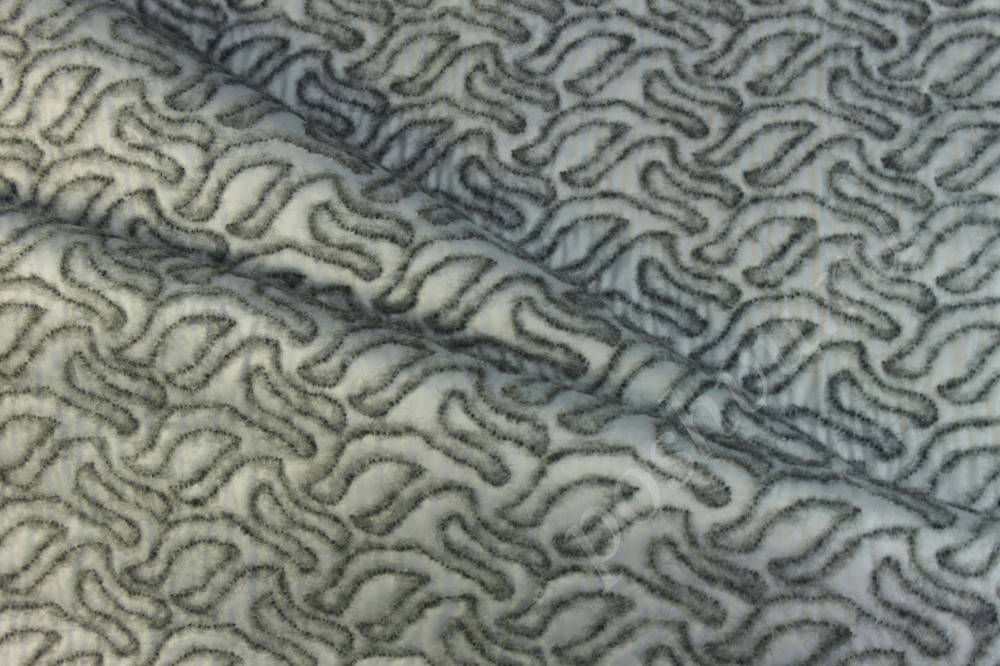 Курточная шерстяная ткань серо-белого цвета
