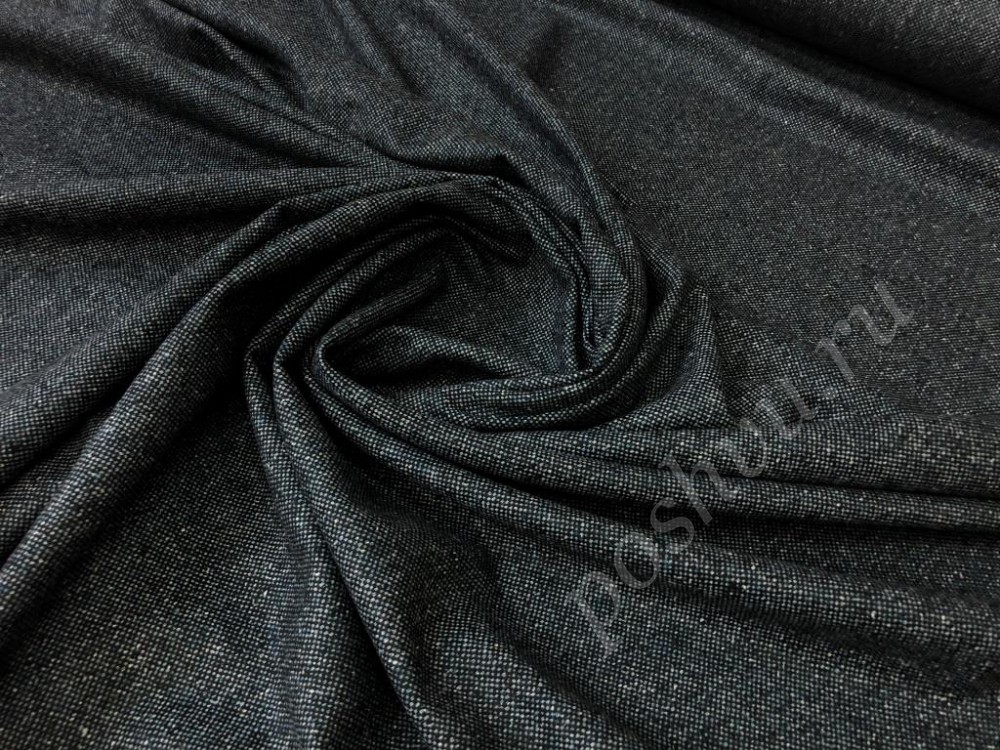 Твидовая костюмная ткань черного цвета